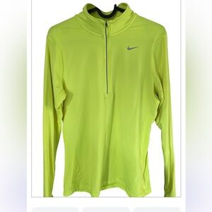 Fluorescent Yellow Nike Quarter Zip Top Size Small with Thumb Holes